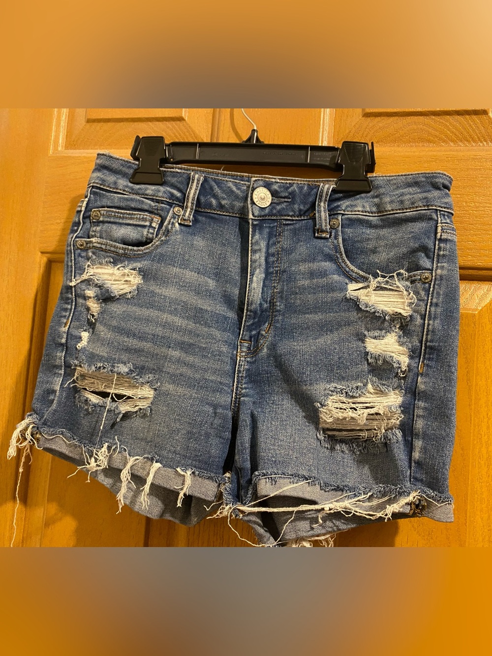 American Eagle Outfitters Distressed Blue Denim Jean Shorts